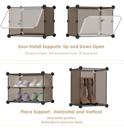 Shoe Rack, 6 Cubes Shoe Organizer With Doors, 24 Pair Plastic Shoe Storage  Cabinet, For Bedroom, Entryway, Steel Frame, Plastic Panel