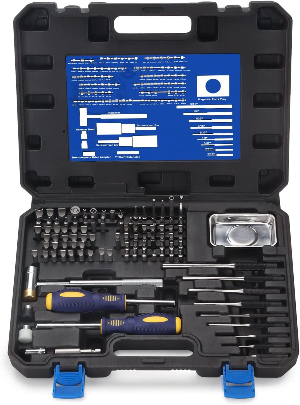Precision Screwdriver Set 100 Piece Torque Screwdriver Engineering Repair Kit Roll Pin Punch Set with Magnetic Screwdriver Handle and Storage Case f