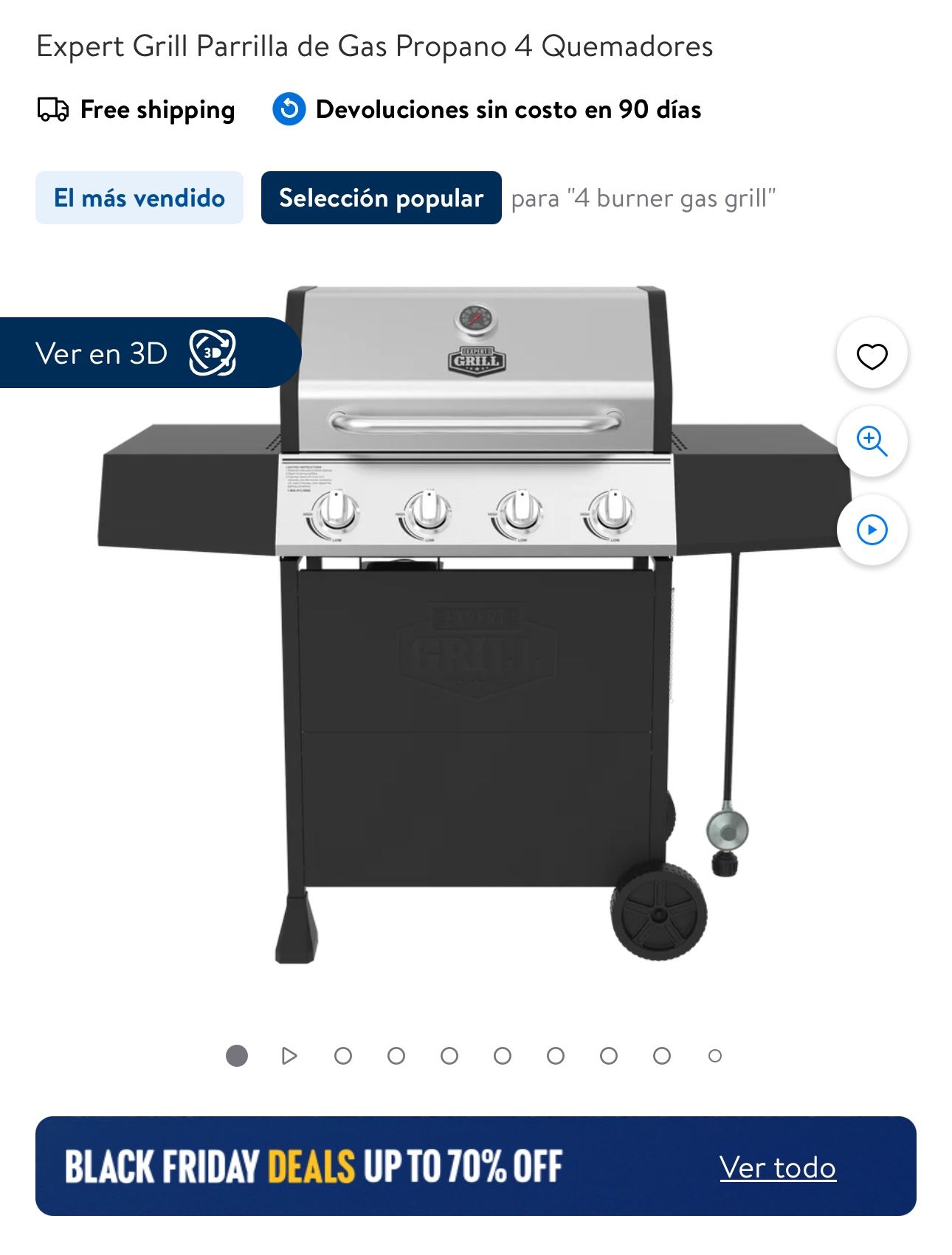 Expert Grill Parrilla de Gas Propano 4 Quemadores