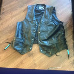 2 Each Leather Vest& beanie