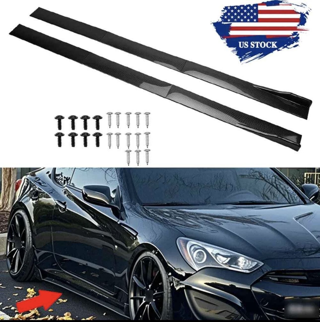 Carbon Side Skirt Rocker Panel Splitter For Hyundai Genesis Coupe Veloster