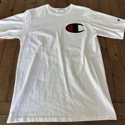 Champion Big C Logo White T Shirt Embroidered Streetwear Tee Mens  Large