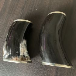 Goat Horn Flower Vases - Matching Pair