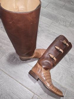 Lucchese Clark Polo Riding boots. sz 9.5. Crocodile.