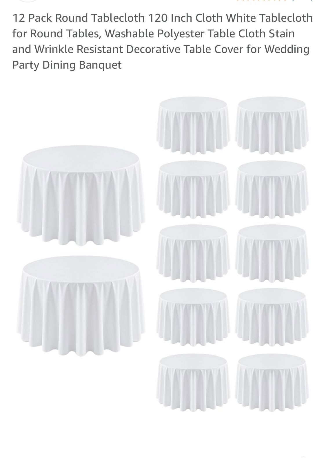 12 White Round Tablecloths