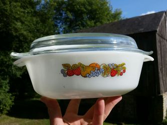 Vintage Fire King 433 Nature's Bounty casserole dish