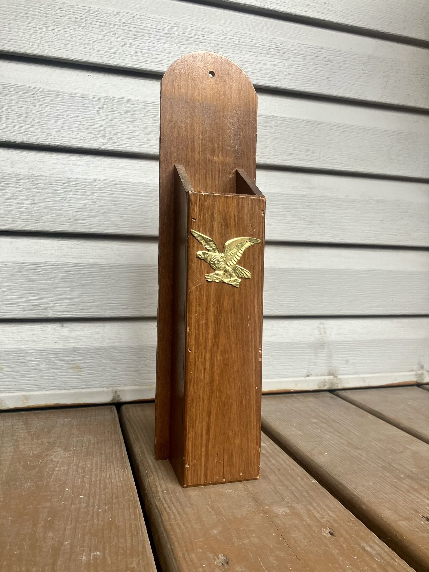 Vintage Wood Fireplace Match Holder - 14” x 3.5”