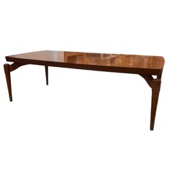 Vintage Mid Century Modern Walnut Coffee Table with Rocket Legs Laminate Top