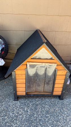 Outdoor Wooden Dog House with Flap Door