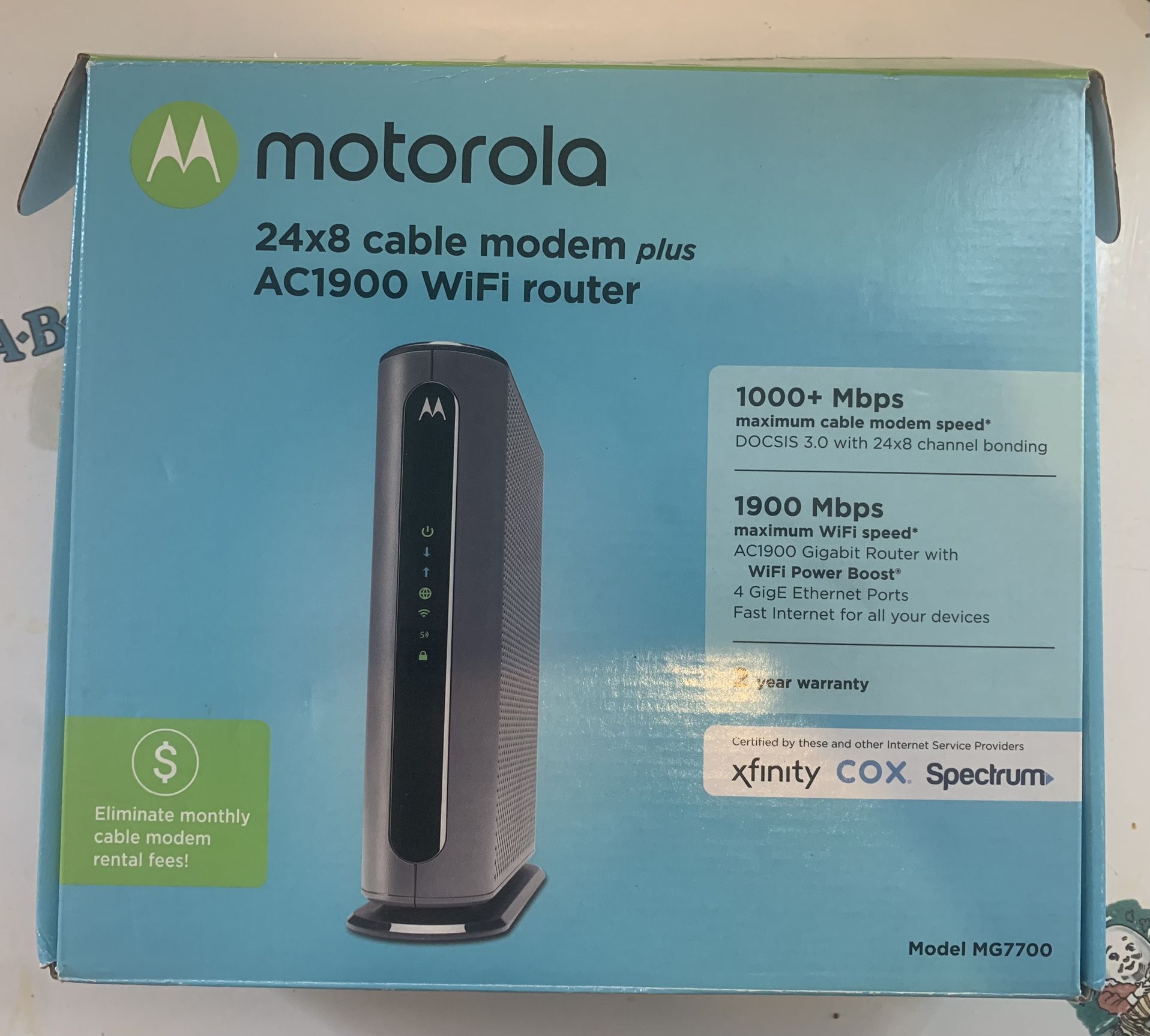 Motorola Cable Modem With WiFi Router 
