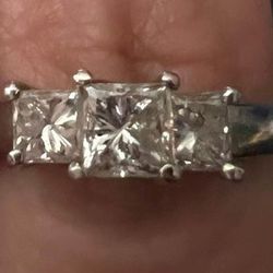 1.5 + carat Princess cut ( Past, Present and Future)-Platinum engagement ring