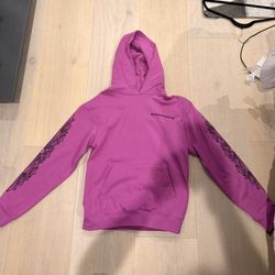 Chrome Hearts Style Purple Hoodie – Graphic Back & Sleeve Print