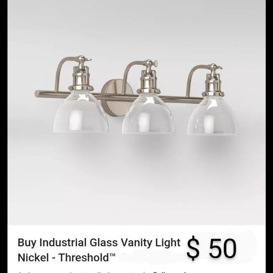 Brand New Industrial Glass Vanity Light Threshold