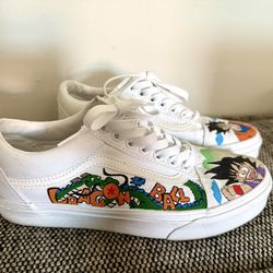 Vans hand painted canvas white dragon ball art