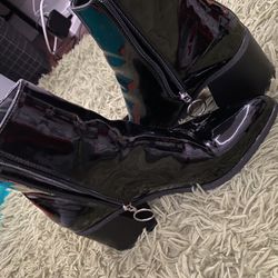 Patent Ankle Heeled Boots