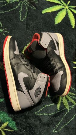Air Jordan 1 Mid Black Grey Red Sneakers