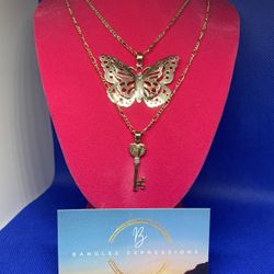 Butterfly Chain & Key Pendant