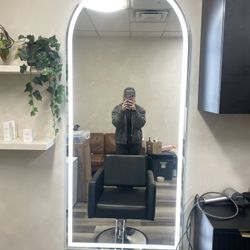 2 - 32 in. W x 71 in. H Black Frame Arch LED Full-Length Mirror, Adjustable Brightness and Colors