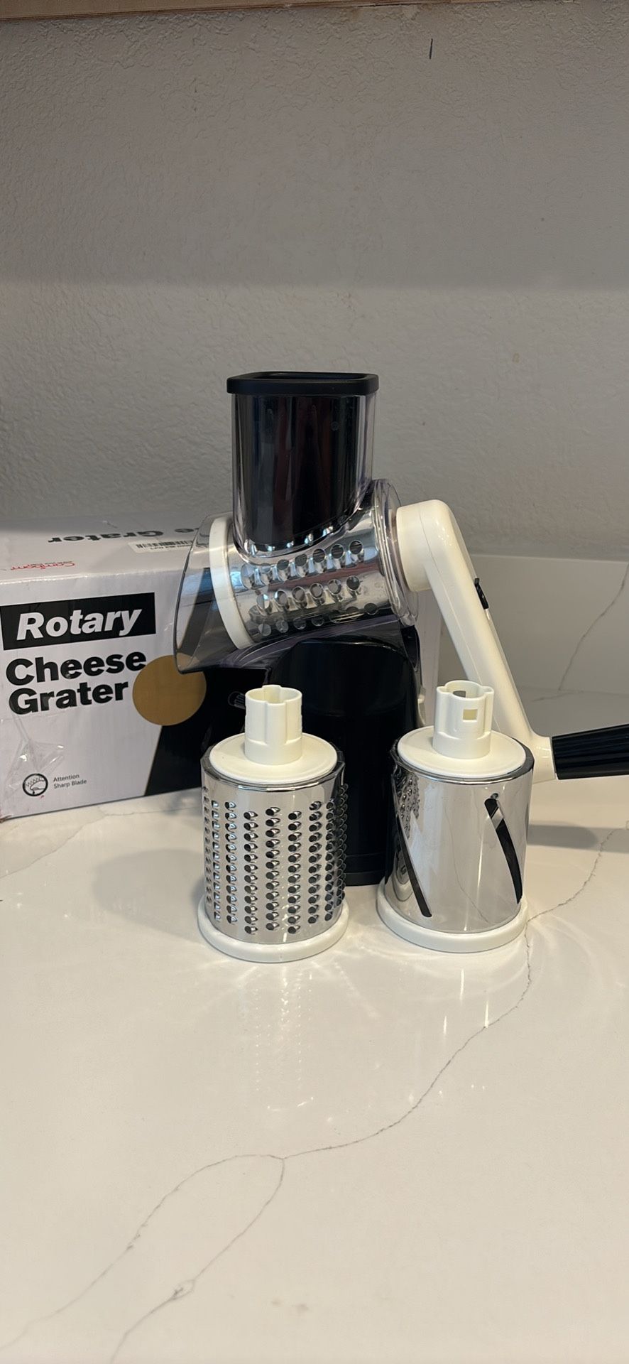 Cambom Rotary Cheese Grater Hand Crank Cheese Shredder for Cheese, Vegetables and Nuts -black