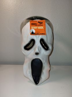 Vintage SCREAM MASK With Head Strap HALLOWEEN White CLASSIC HORROR 10-inch