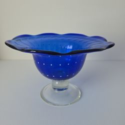 Stunning blue art glass bowl