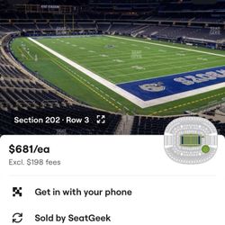 2  Cowboys Vs Bucs Section 202 Row 3