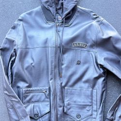 Orisue Leather Jacket, Hooded Sz Large L