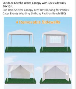 Outdoor Gazebo White Canopy with 3pcs sidewalls 10x10ft