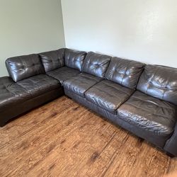 Dark Brown Leather Sectional Couch