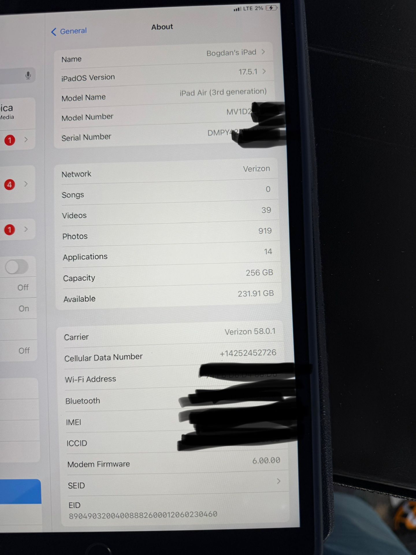 IPad Air 3rd Gen 256GB Cellular And WiFi