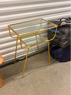 Gold & Glass Two-Tier Side Table