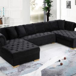Presley Velvet Black 3pc. Sectional


