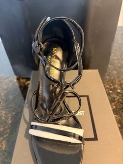 Saint Laurent Paris Black Patent Leather Sandal