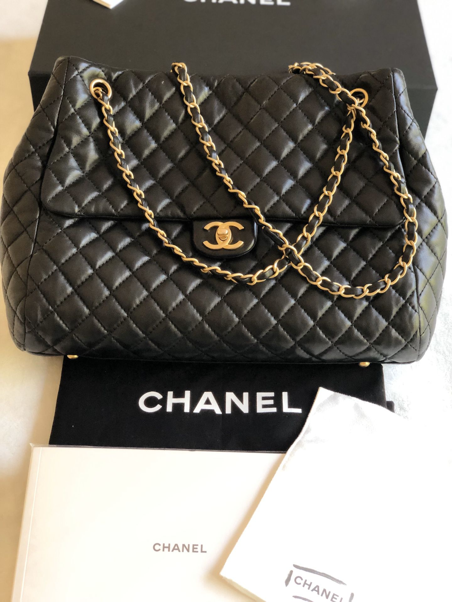 100% Authentic Chanel Large Tote Bag with Gold Hardware