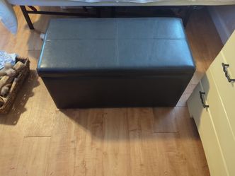 Black Faux Leather Storage Ottoman