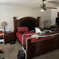 Solid Wood King Bed And Dressers 
