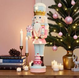 Christmas Pink Nutcracker Soldier Decor with Cake Lights, 2ft ，HD2612-2FT