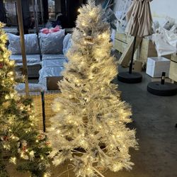 New 5 FT Pre-Lit Christmas Tree Snow Flocked Full Prelighted Artificial Xmas Tree