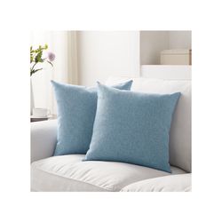 Set of 2 Light Blue Pillow Covers 22 x 22 Inch FarmBoho