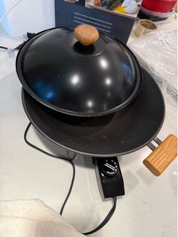Electric Wok with Lid & Adjustable Temperature Control
