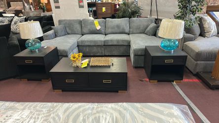 3pc Coffee Table Set Black And Gold 
