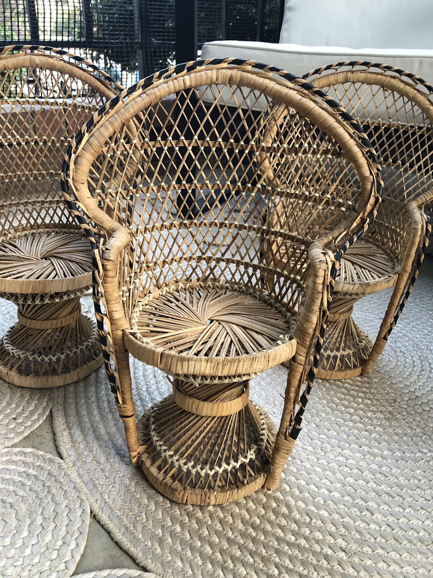 Vintage Boho Mini Peacock Chair Plant Stands