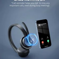 Wireless Headset Work Bluetooth 5.3 Headset AI Noise Cancelling Mic Call Reminder Wireless Headphone with Voice Assistant