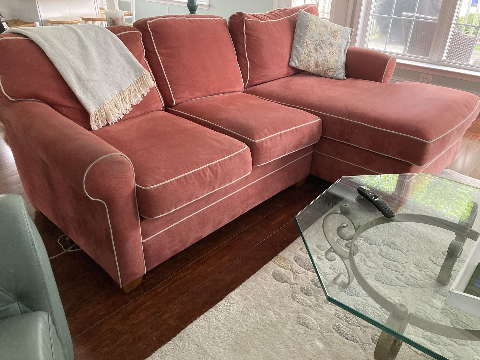 Brick-colored Sofa With Built-in Chaise