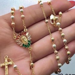 Gorgeous Maria Guadalupe Rosary 18k Gold Plating 