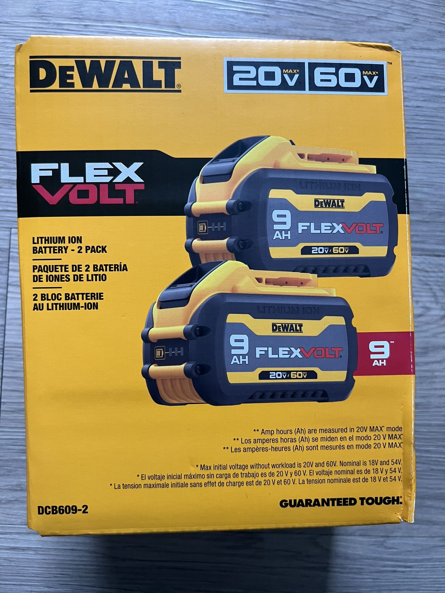 DEWALT FLEXVOLT 20V/60V MAX Lithium-Ion 9.0Ah Battery (2 Pack