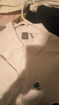 Dior White Polo Shirt with Clover Logo lou vutton