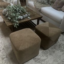 Two Square Ottomans/ Poufs/ 50 For Both!