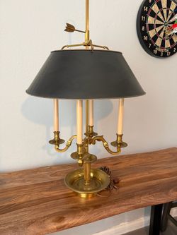 Vintage Louis XVI Bouillotte brass table lamp