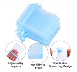 12 blue organza bags